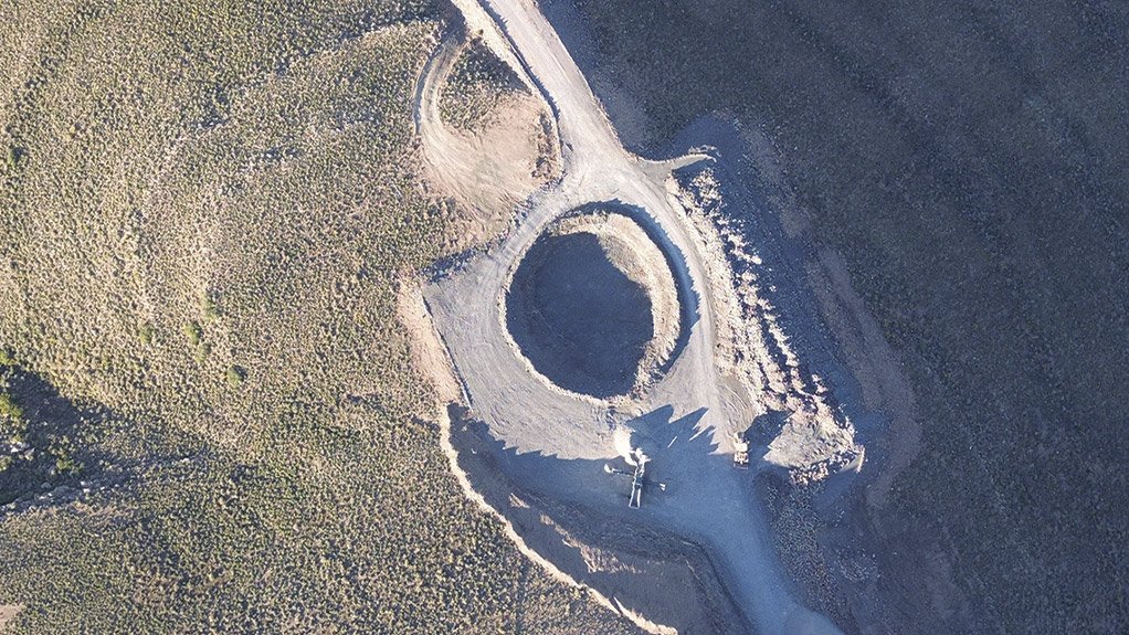 A close-up view captures the excavation of a wind turbine base underway at Karreebosch Wind Farm, where Concor is preparing the foundation to exact specifications based on detailed geotechnical investigations