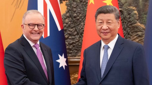 Australia's Anthony Albanese and China's Xi Jinping at a meeting in Beijing on Tuesday.