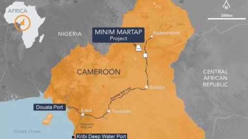 A map showing the location of the Minim Martap bauxite project