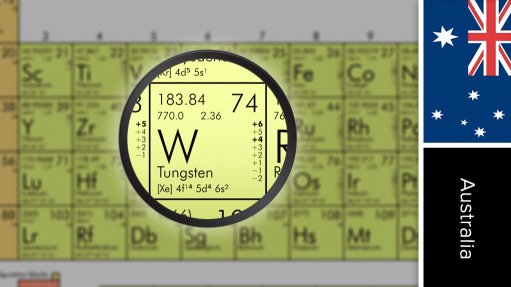 Image of Australia flag and periodic table symbol for tungsten
