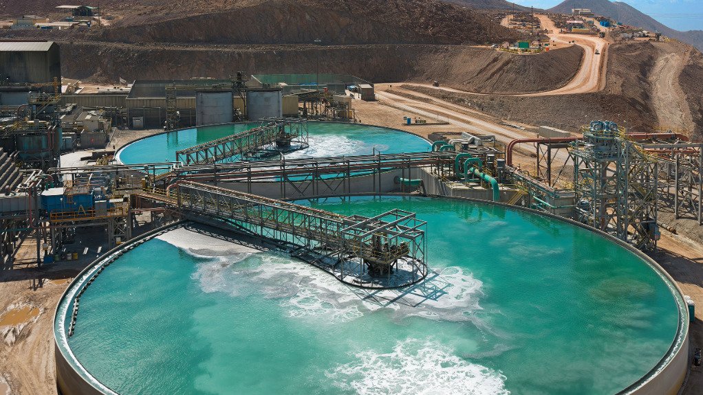 An image of a water treatment facility at a copper mine