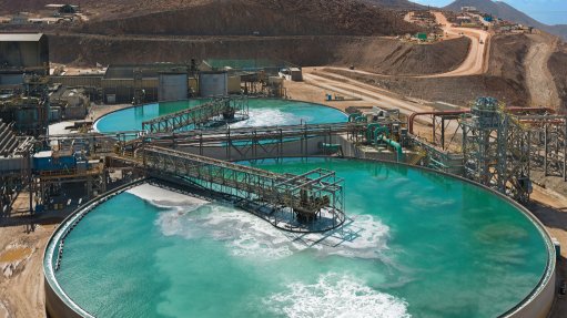 An image of a water treatment facility at a copper mine