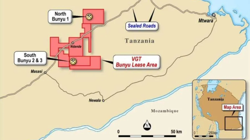 Location map of the Bunyu deposits