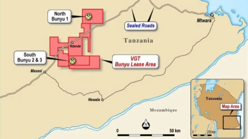 Location map of the Bunyu deposits