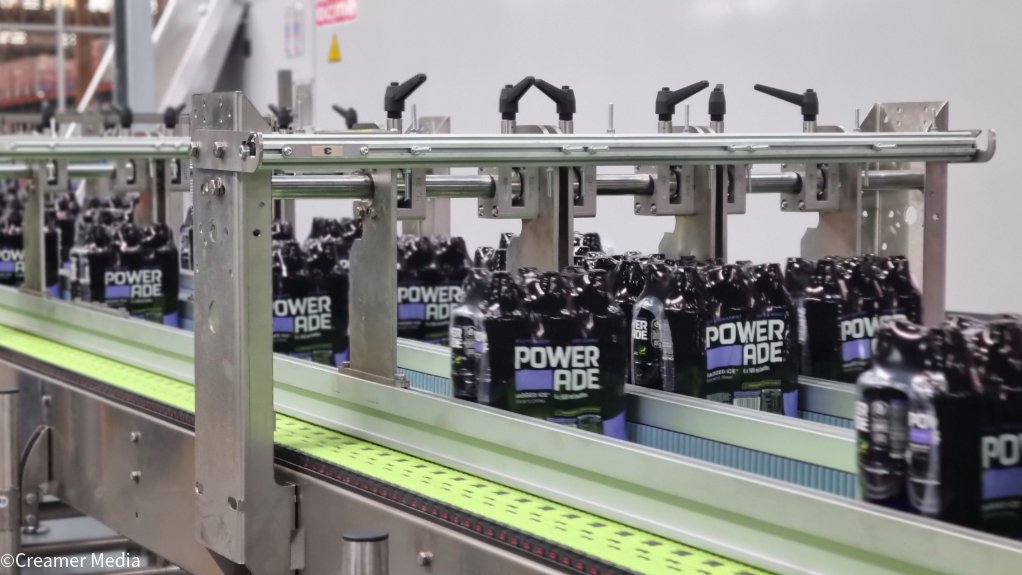 CCBA's high-speed, fully automated Powerade and Bonaqua production line in Midrand