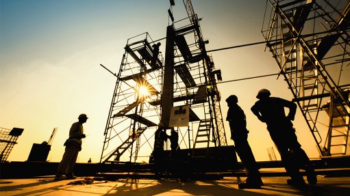 Construction site at dusk