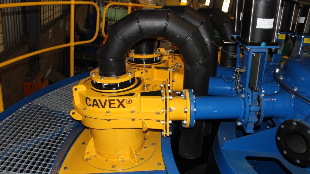 Yellow Cavex pump on site