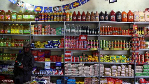food groceries in spaza shop