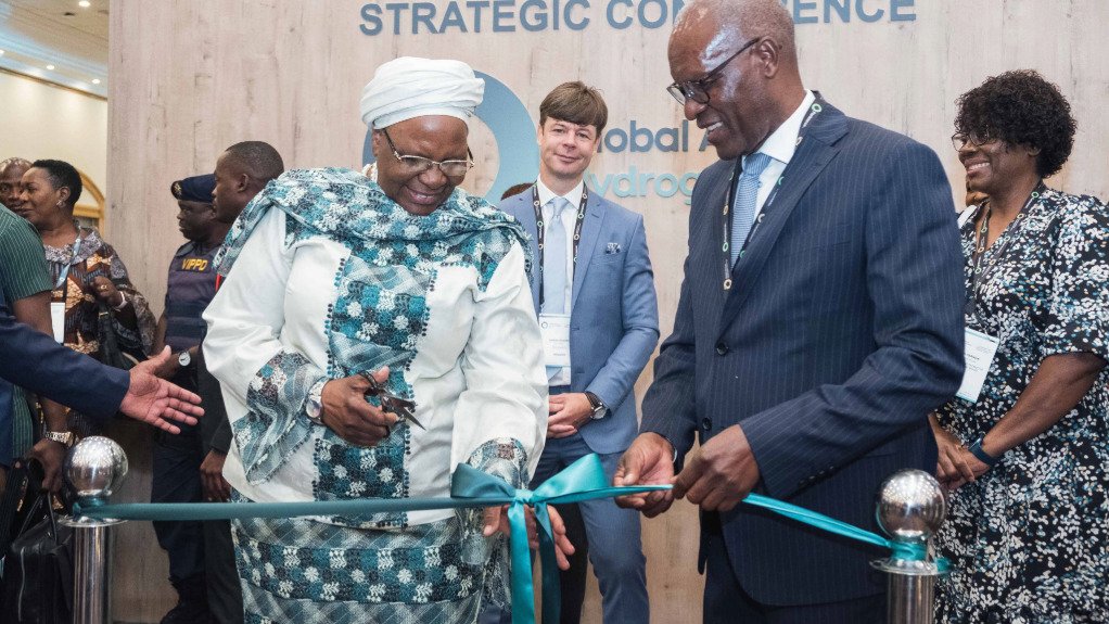 Namibian president Netumbo Nandi-Ndaitwah cutting the ribbon to last year's inaugural Global African Hydrogen Summit