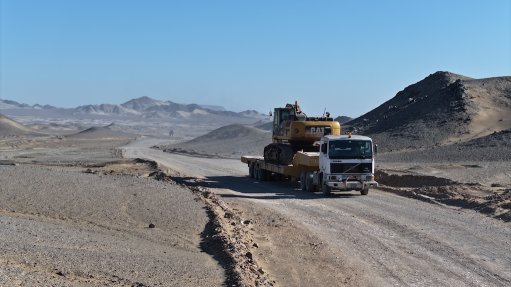 Construction equipment on the way to the Reko Diq project