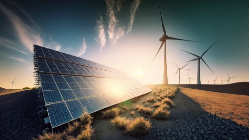 Image of solar and wind energy operation