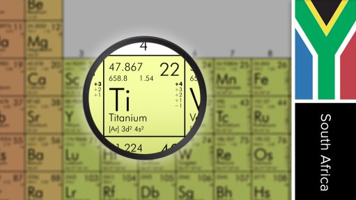 Image of South African flag and periodic table symbol of titanium
