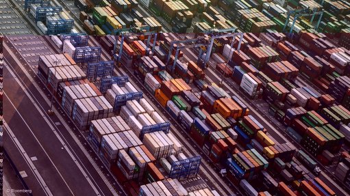 Containers at a port