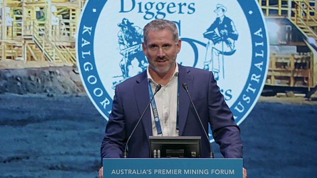 CEO Richard Hyde addressing delegates on the final day of the Diggers and Dealers conference in Kalgoorlie.