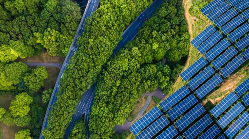 View of trees and solar panels