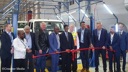 A ribbon-cuttimg ceremony at Mahindra's new assembly plant in KwaZulu-Natal