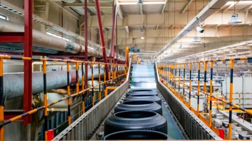 Tyres on a production line at Sailun Group's factory in Shandong, China