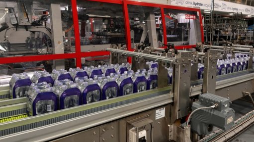 An image of a bottling production line