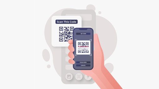 Image of a QR code on a mobile phone