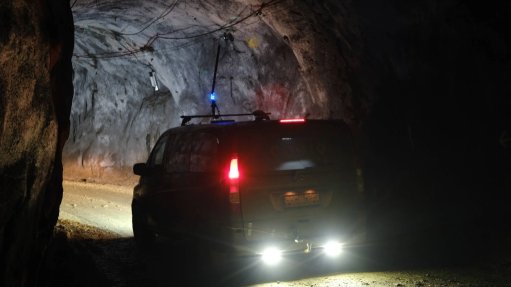 Advanced Navigation's autonomous vehicle traveling down the Pyhäsalmi Mine in Finland