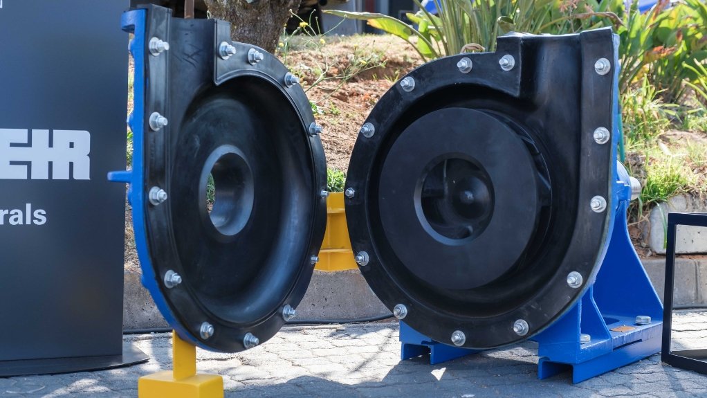 Weir Envirotech Alpha pump on display, cut in half