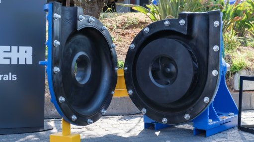 Weir Envirotech Alpha pump on display, cut in half