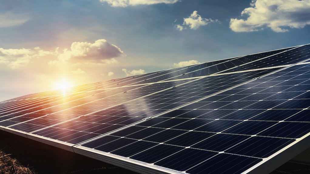 Image of solar panels with sunshine