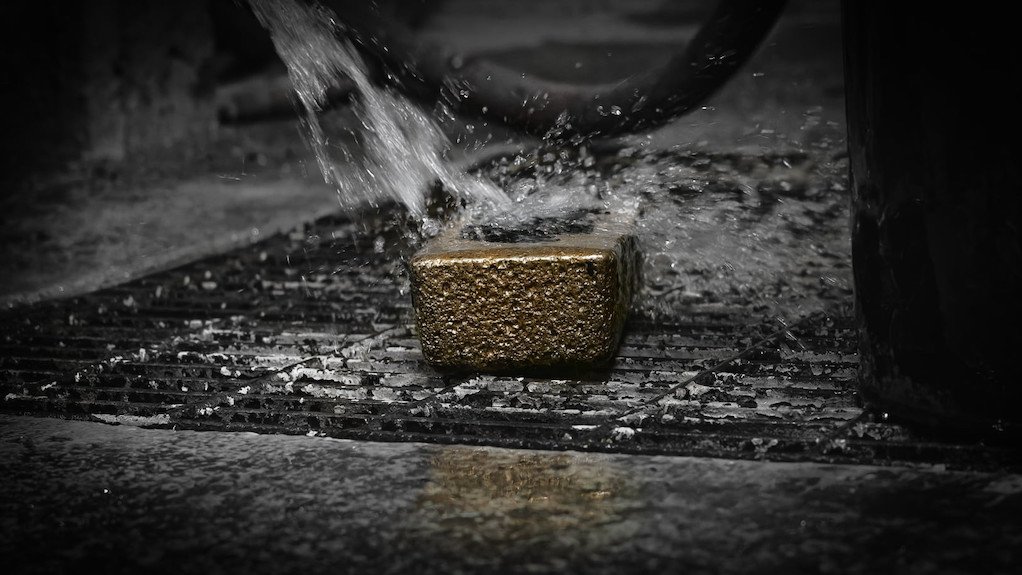 Image of gold bar being washed