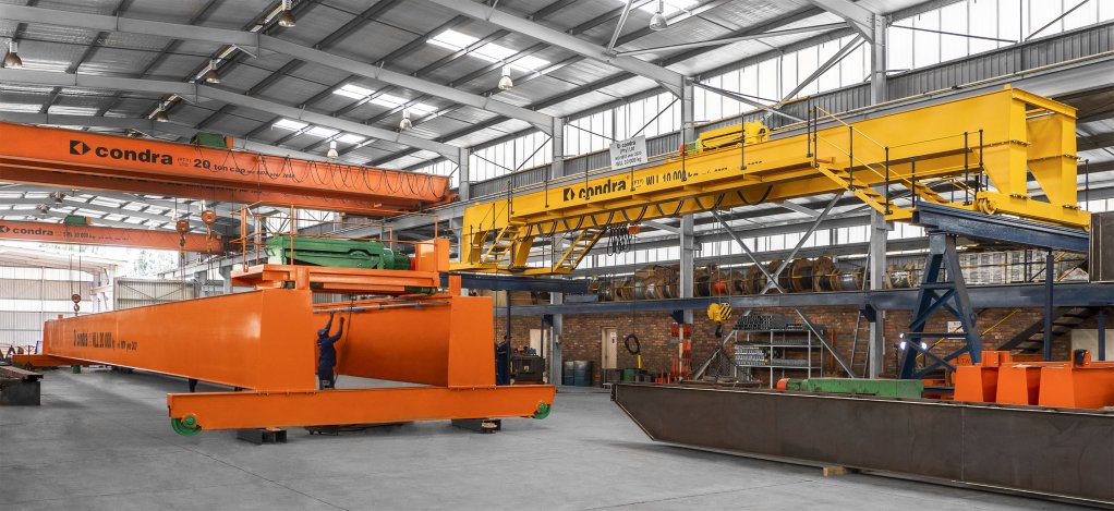 Image of cranes under manufacture at Condra Crane’s Raceway Industrial Park factory, outside Johannesburg
