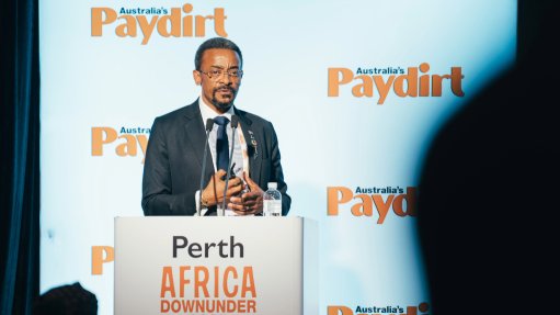 Minerals Council South Africa CEO Mzila Mthenjane addressing the Africa Down Under conference in Perth on Wednesday.