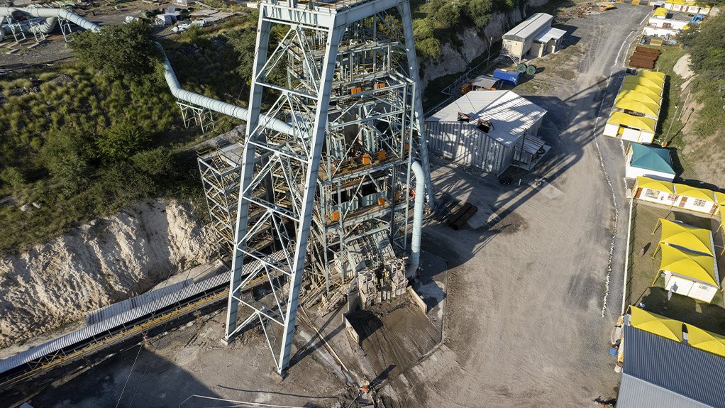 The sinking headgear at Palabora Mining Company is seen here with ventilation pipe support trestles specially designed to allow safe movement of elephants through the area