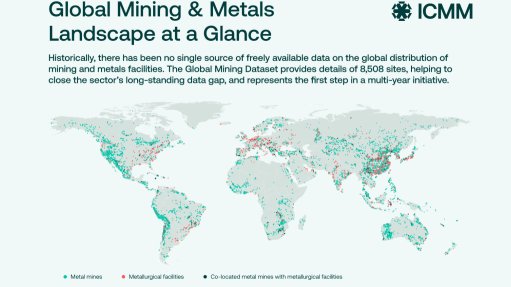 A map indicating the various mining and metals facilities globally