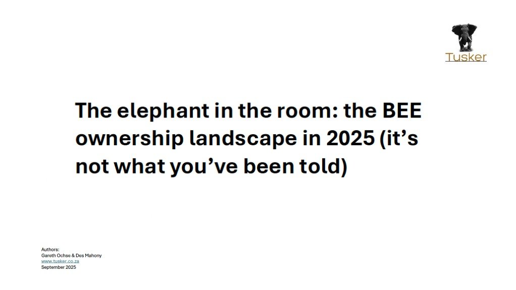 The elephant in the room: the BEE ownership landscape in 2025 (it’s not what you’ve been told)