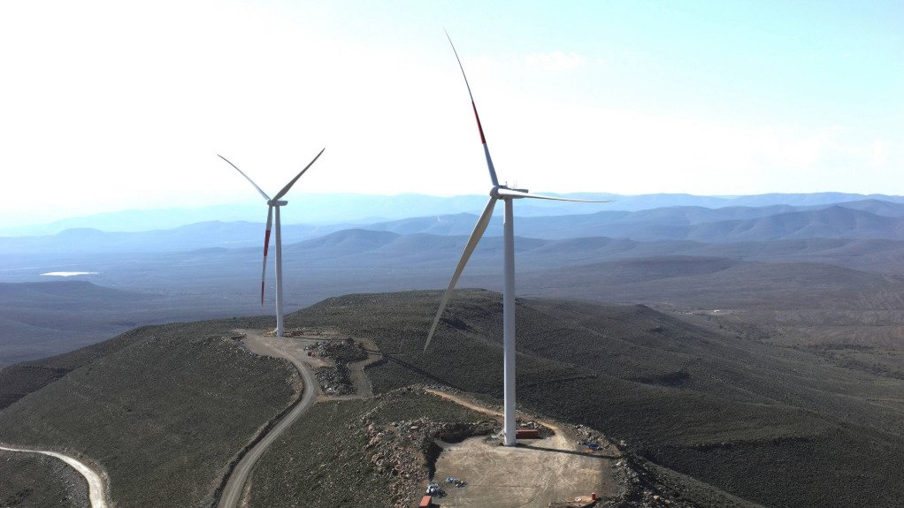The above image depicts 2 wind turbines