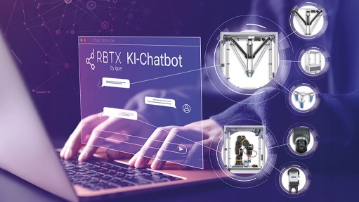 Image of a person using a laptop and a graphic overlay to illustrate an AI chatbot helps implement automation