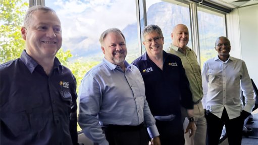 Hive Hydrogen programme director Trevor Donian, AMDA Developments CEO Piero Granelli, Hive Hydrogen head of development Zander van der Walt, Hive Energy Africa CEO Colin Loubser, and Hive Hydrogen legal director Benji Mothibedi.