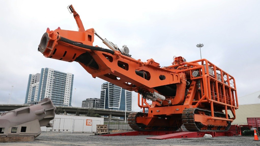 The Next Generation Crawler (NGC) positioned at the L-Berth in Cape Town harbour undergoing final testing before installation
