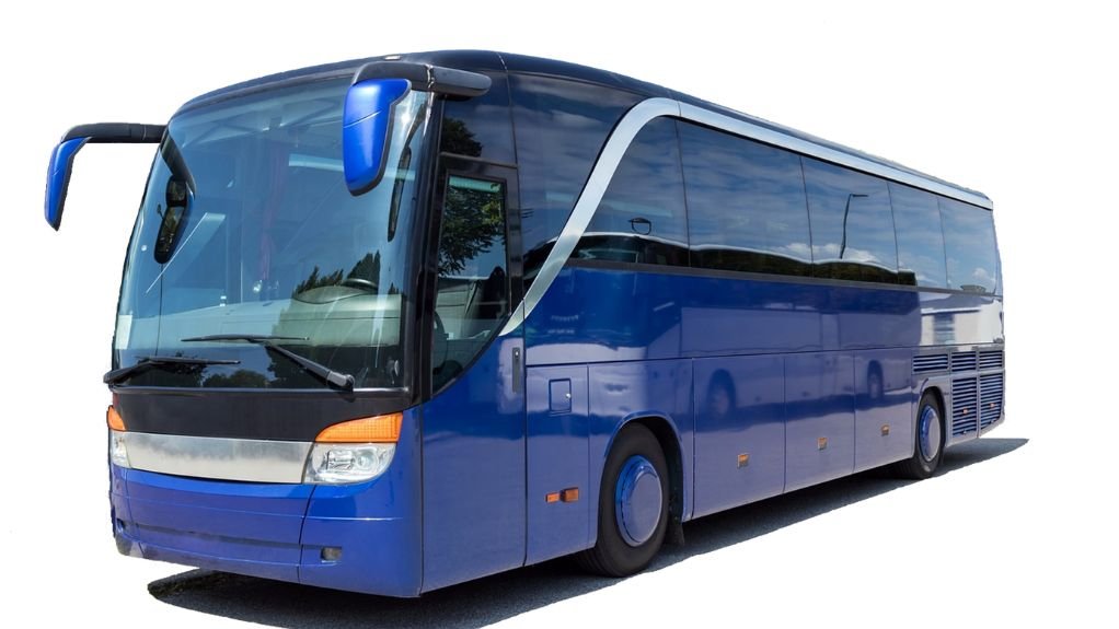 A blue bus