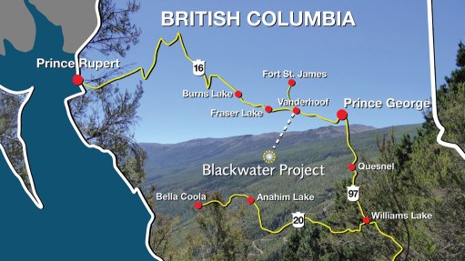 Location map of the Blackwater gold project
