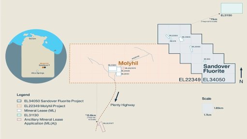 Location map of the Molyhil project