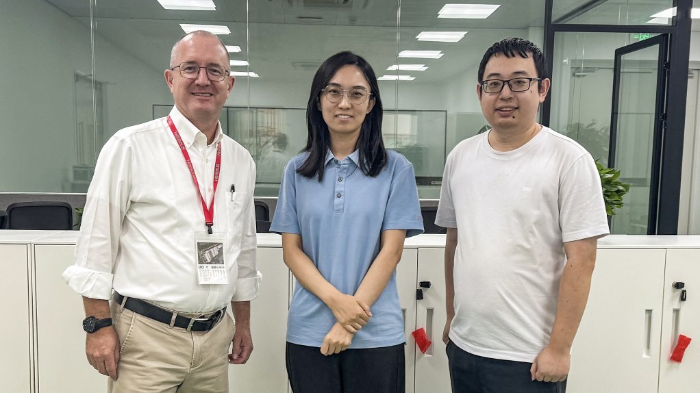 Heraeus Business Line Hydrogen Systems head Dr Philipp Walter with Shanghai laboratory professionals Weiwen Dong and Mike Li.