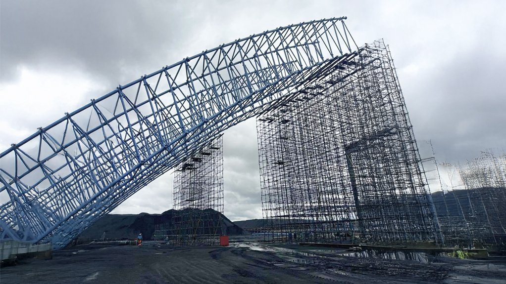 An image of the coal storage facility at the Morupule B Power Station in Botswana 
