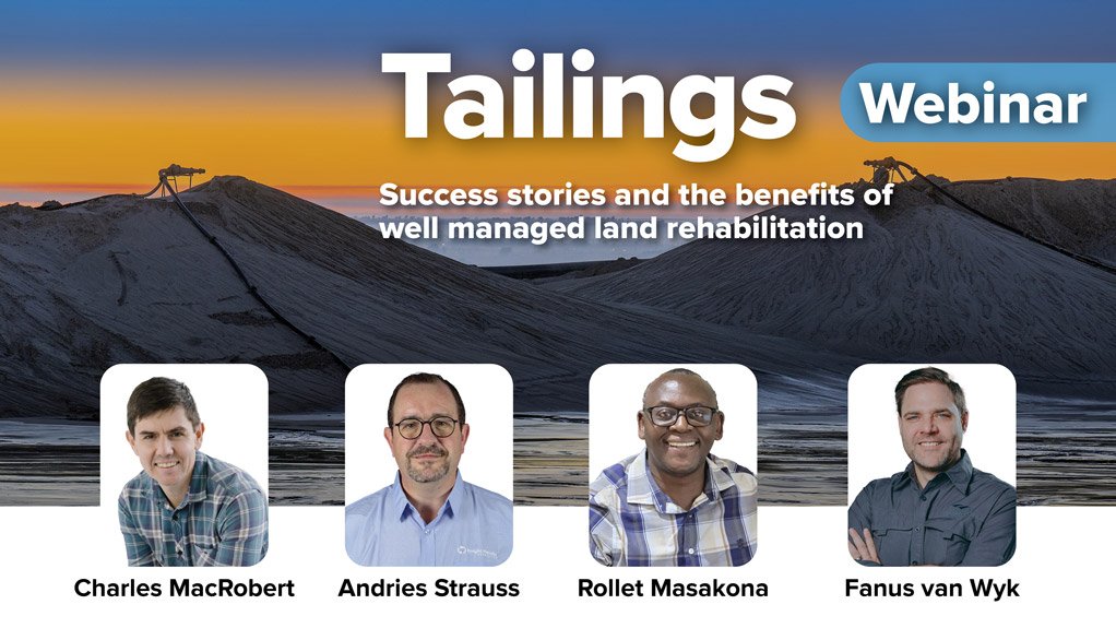 Speakers who participated in Creamer Media's latest webinar on tailings management and land rehabilitation