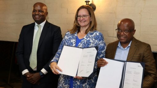 Infrastructure Fund chief investment officer Mohale Rakgate, Netherlands Foreign Trade and Development Cooperation Minister Aukje de Vries and City of Johannesburg Mayor Dada Morero