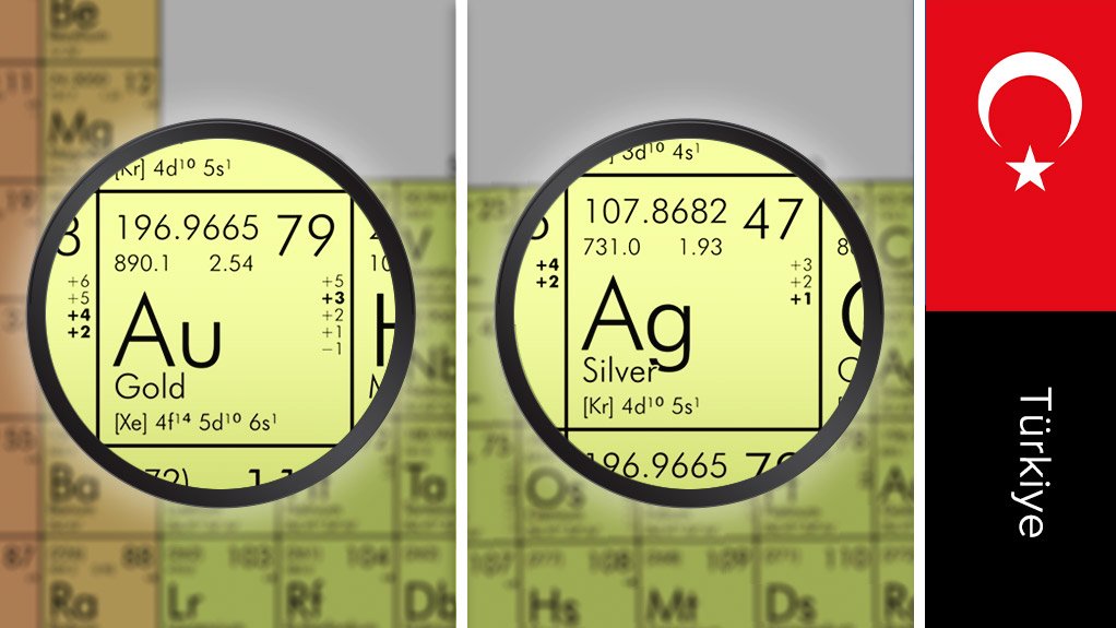 Image of Türkiye flag and periodic table symbols for gold and silver