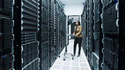 A worker in a Nokia data centre