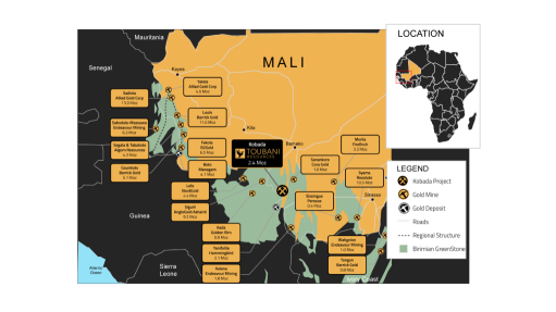 Location map of the Kobada gold project