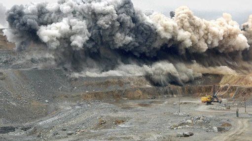 blasting at open pit mine