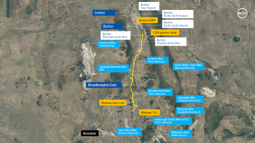 Location map of the Burton Mine Complex