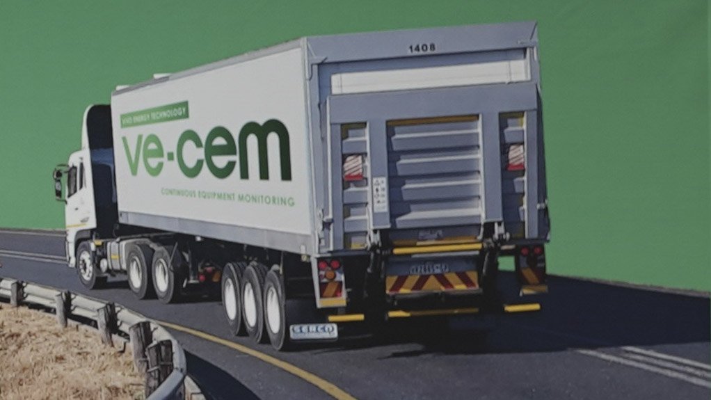 Image of a long-distance haulage truck branded with VE-CEM digital solution from Vivo Energy